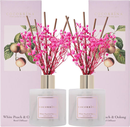 Cocorrina Reed Diffuser Set, Flower Reed Diffuser Sandalwood Rose 6.7 oz, Scented Diffuser with Sticks Home Fragrance Essential Oil for Bathroom Shelf Decor, Living Room, Large Room, 1pack