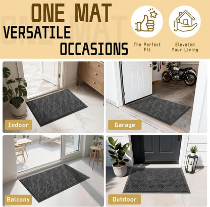 Yimobra Front Door Mat Outside Entrance 29.5x17, Waterproof Heavy Duty Outdoor Mats for Front Door, Non Slip Rubber Entry Mat for Garage Patio Indoor, Grey