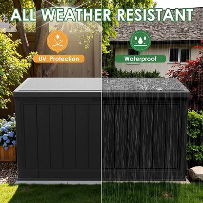Devoko 30 Gallon Resin Deck Box Waterproof Outdoor Storage Box for Patio Furniture Pool Accessories Indoor Storage for Cushion Garden Tools (30 Gallon, Black)