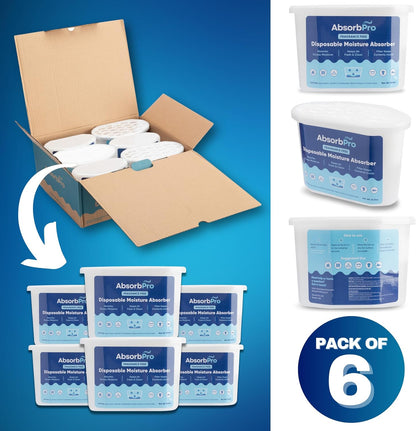 Absorb Pro - Moisture Absorber Tub with Activated Charcoal - 3-Pack - 18 oz Disposable Odor Eliminator Box & Dehumidifier for Garage, Home, Kitchen, Bedroom, Bathroom, Closet, Cars, and Boats