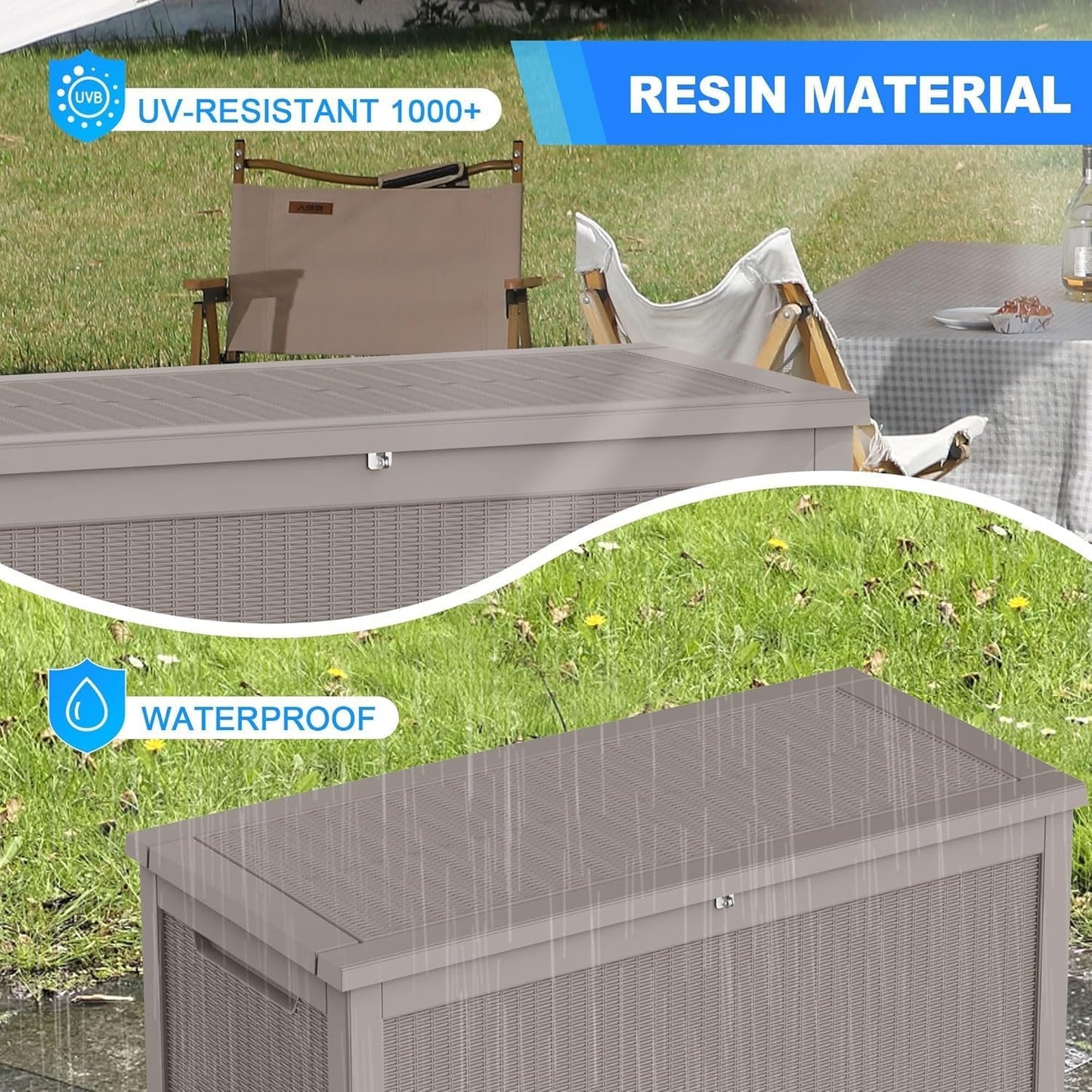 320 Gallon Outdoor Storage Box, Extra Large Waterproof Resin Deck Box with Lockable Lid Storage Bin for Patio Furniture Cushion, Garden Tools, Pool Accessories, UV-Resistant Outside, Black