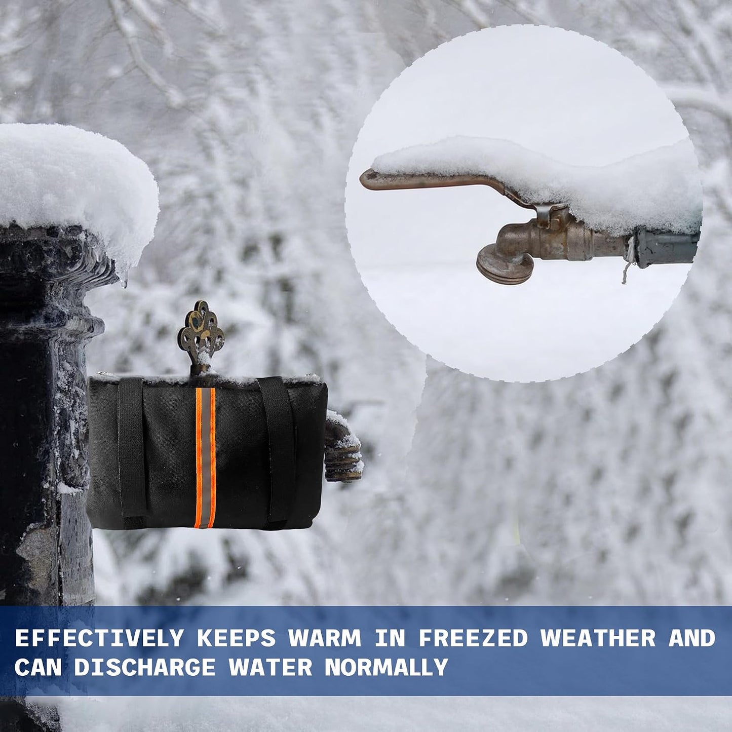 Outdoor Faucet Cover for Winter Freeze Protection with Reflective Strip, Reusable &Waterproof Water Faucet Insulation Wrap for Garden & Yard