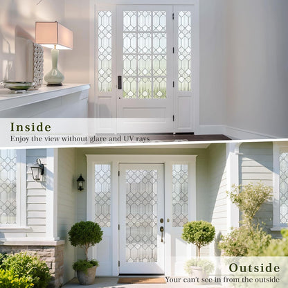 SUNBABY Reeded Glass Window Privacy Film, Frosted Glass Window Film for Bathroom & Front Door, Static Cling Decorative 3D Window Stickers Day and Night Privacy Sun Heat Blocking (17.5 x 78.7 Inch)