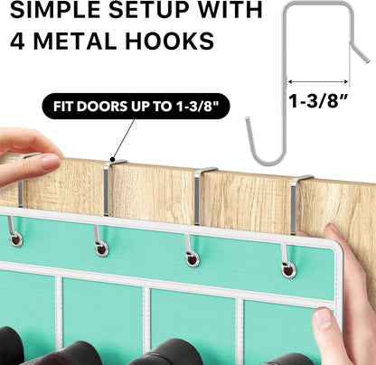 Simple Houseware 24 Pockets - Crystal Clear Over The Door Hanging Shoe Organizer, Gray (64'' x 19'')