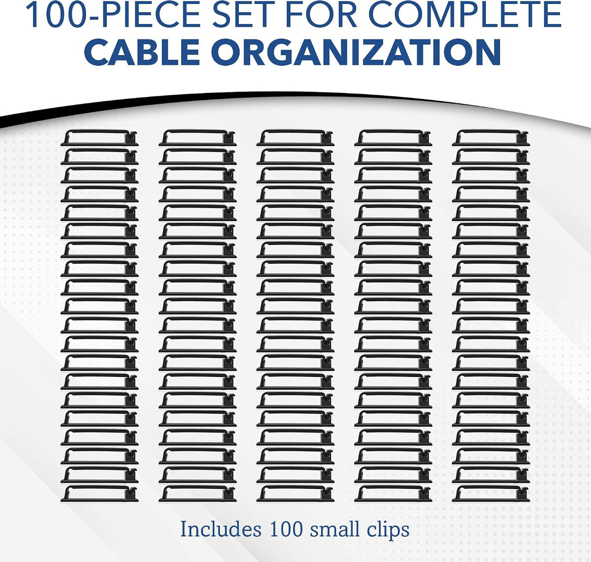 100 PCS Self Adhesive Cable Clips, Wire Organizer, Cable Management, Cord Organizer for Desk, Wall, PC, Car, Home, Office, USB, Ethernet, Power Cords, Black (Medium)