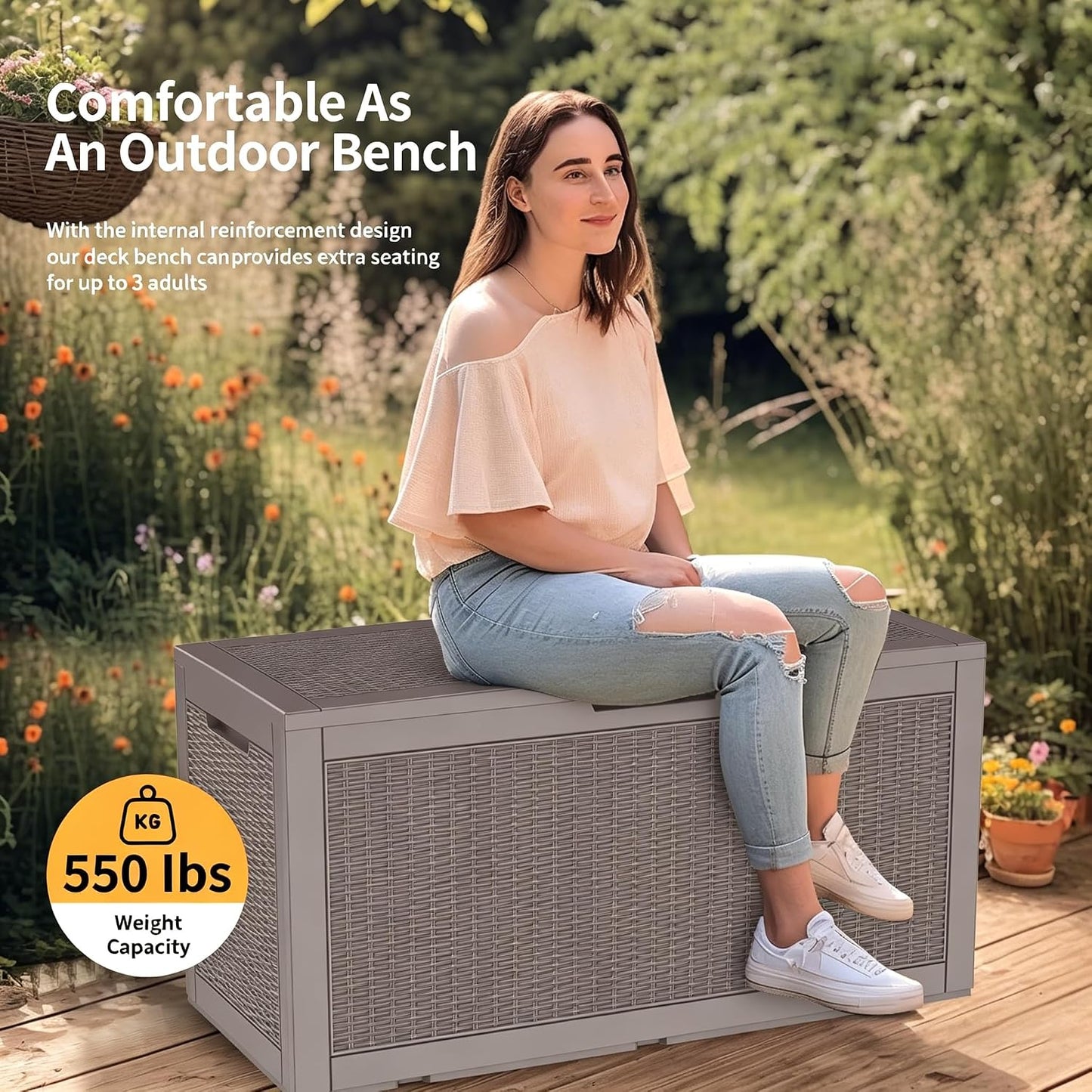 DRATO 180 Gallon Outdoor Storage Box, Large Waterproof Deck Box, Lockable Resin Storage Container with Reinforced Support for Patio Cushions, Garden Tools, UV-Resistant Outdoor Chest（Black，180 Gallon）