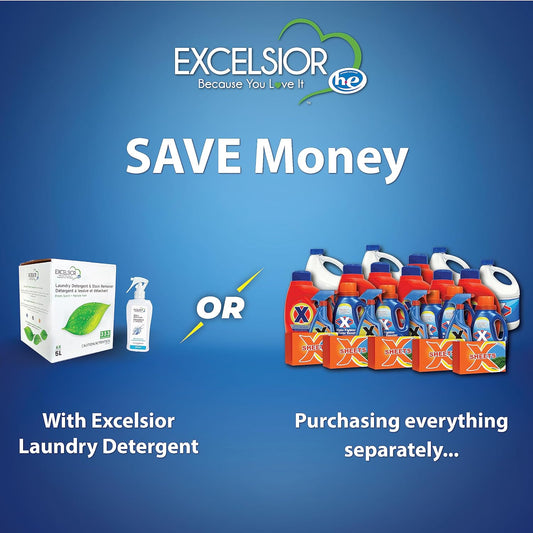 Excelsior HE Laundry Detergent Liquid Fresh Scent Concentrated 333 Loads 5 Liter With Natural Stain Remover, High Efficiency Washing Detergent Laundry Soap Bulk Works In All Washers Fresh Scent