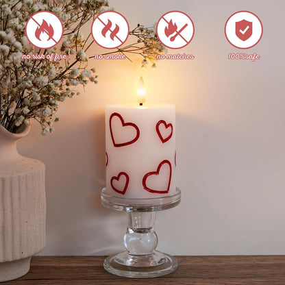 White Flameless Pillar Candles, Battery Operated Wax Candles with Remote, Flat Top Flickering Flameless Candles, LED Candle for Home, Wedding, Party Decor, Set of 3, Φ 3" H 4" 5" 6"