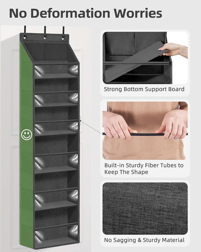 STORAGE MANIAC Over the Door Organizer 6-Shelf Closet Hanging Storage with 14 Mesh Pockets, 66lbs Capacity Clear Deep Pockets Behind Door Storage for Nursery, Bathroom, Bedroom, 1 Pack Grey