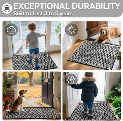 Door Mat 17"x30",Door Mat Indoor Entrance Dirt Resistant and Absorbent Non-Slip Rubber Backing Front Door Mats Washable Low-Profile Indoor Mats for Entryway, Inside Entrance Easy Clean Gray