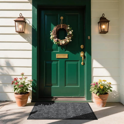 Yimobra Doormat Outdoor Entrance 29.5x17, All-Weather Waterproof Outdoor Mats for Front Door, Non Slip Welcome Door Mat for Patio Proch Outside Entryway Indoor, Black