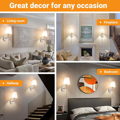 Nekhung Battery Operated Wall Sconces Set of Two, Wireless Battery Wall Light with 10000mAh RGB Dimmable Magnetic Bulb and Remote, Rechargeable Sconce Wall Decor for Bedroom Living Room Hallway