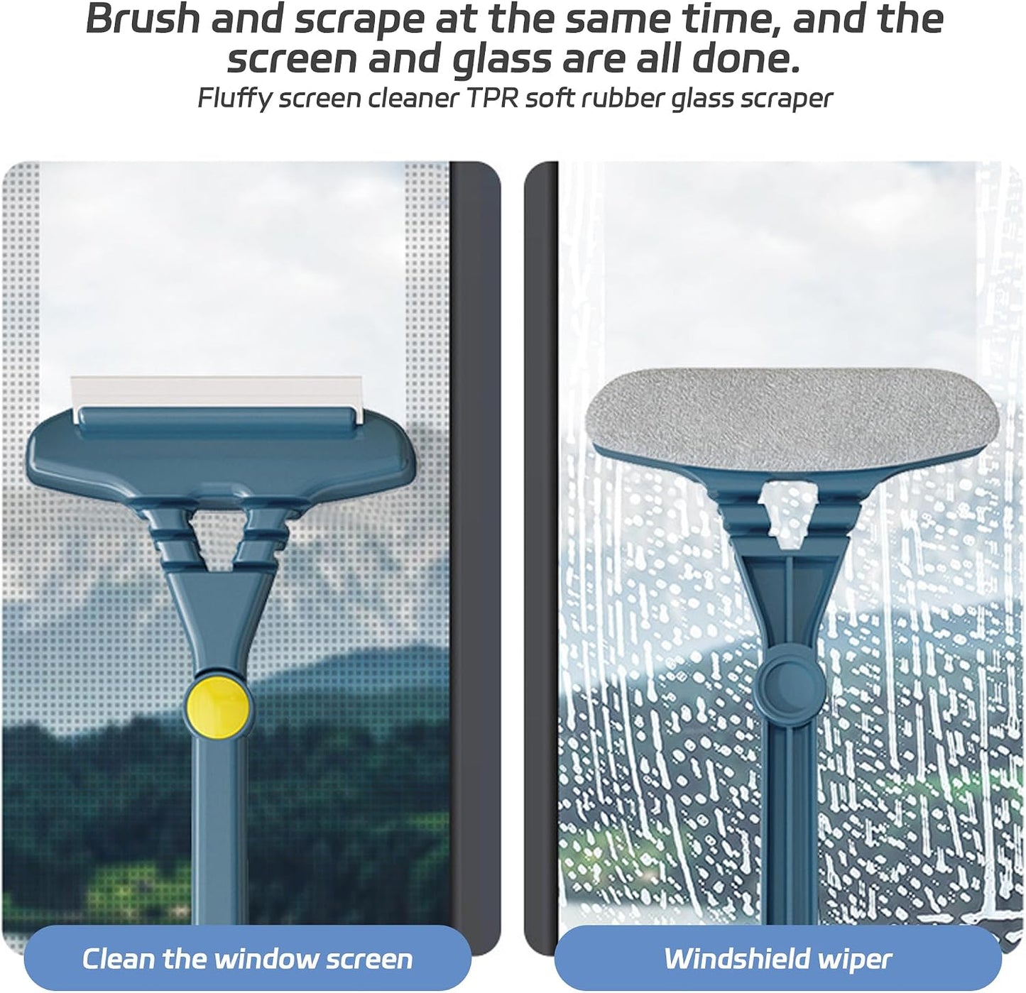 2 in 1 Window Screen Cleaning Brush, Multi-Purpose Window Screen Cleaner Brush, Double Sided Deep Cleaning Brush for Window Screen, Patio, Door, Porch Screens & Window Track Groove (Yellow)