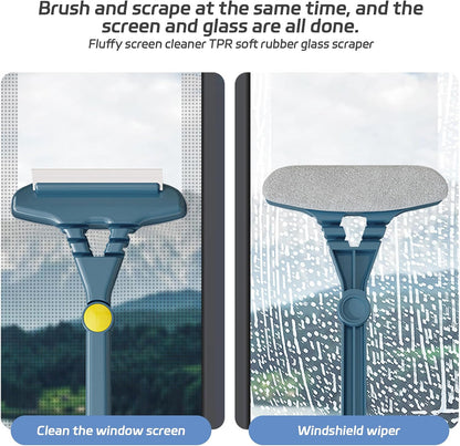 2 in 1 Window Screen Cleaning Brush, Multi-Purpose Window Screen Cleaner Brush, Double Sided Deep Cleaning Brush for Window Screen, Patio, Door, Porch Screens & Window Track Groove (Yellow)