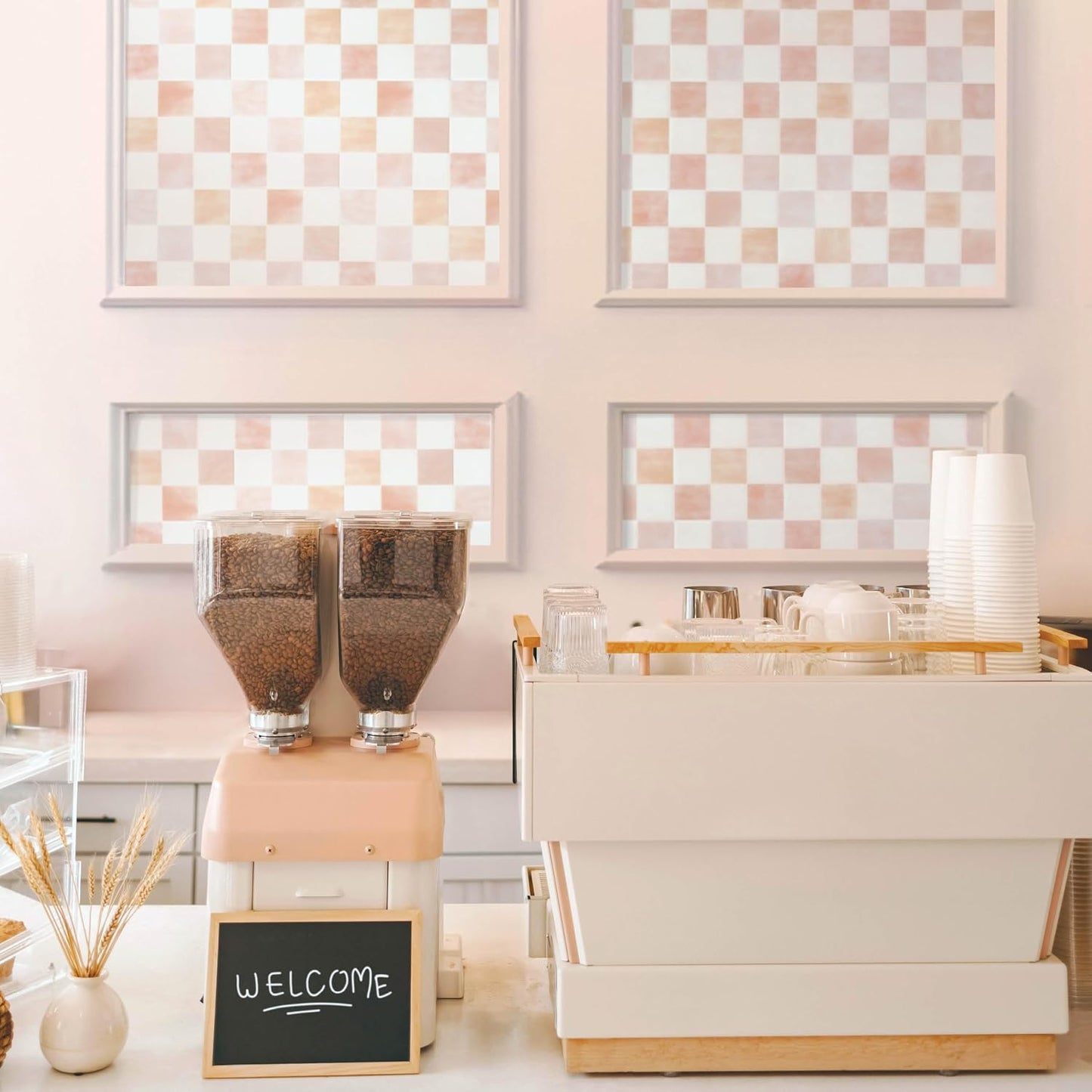 SMART TILES Peel and Stick Backsplash - 5 Sheets of 7,75" x 7,75" - 3D Adhesive Peel and Stick Tile Backsplash for Kitchen, Bathroom, Wall Tile, Checkered