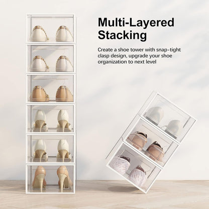 SEE SPRING XXX-Large Fit Size 14 Shoe Storage Box, Clear Plastic Stackable Shoe Organizer for Closet, Shoe Rack Sneaker Container Bin Holder for Entryway, Closet, Under Bed