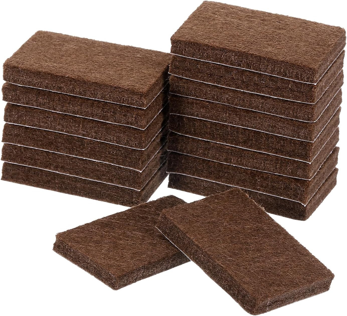 uxcell Furniture Pads, 16Pcs 1.4"x0.9" - Rectangle Self Adhesive Felt Furniture Pads, Hardwood Floor Protectors for Furniture Feet Chairs Legs (Brown)