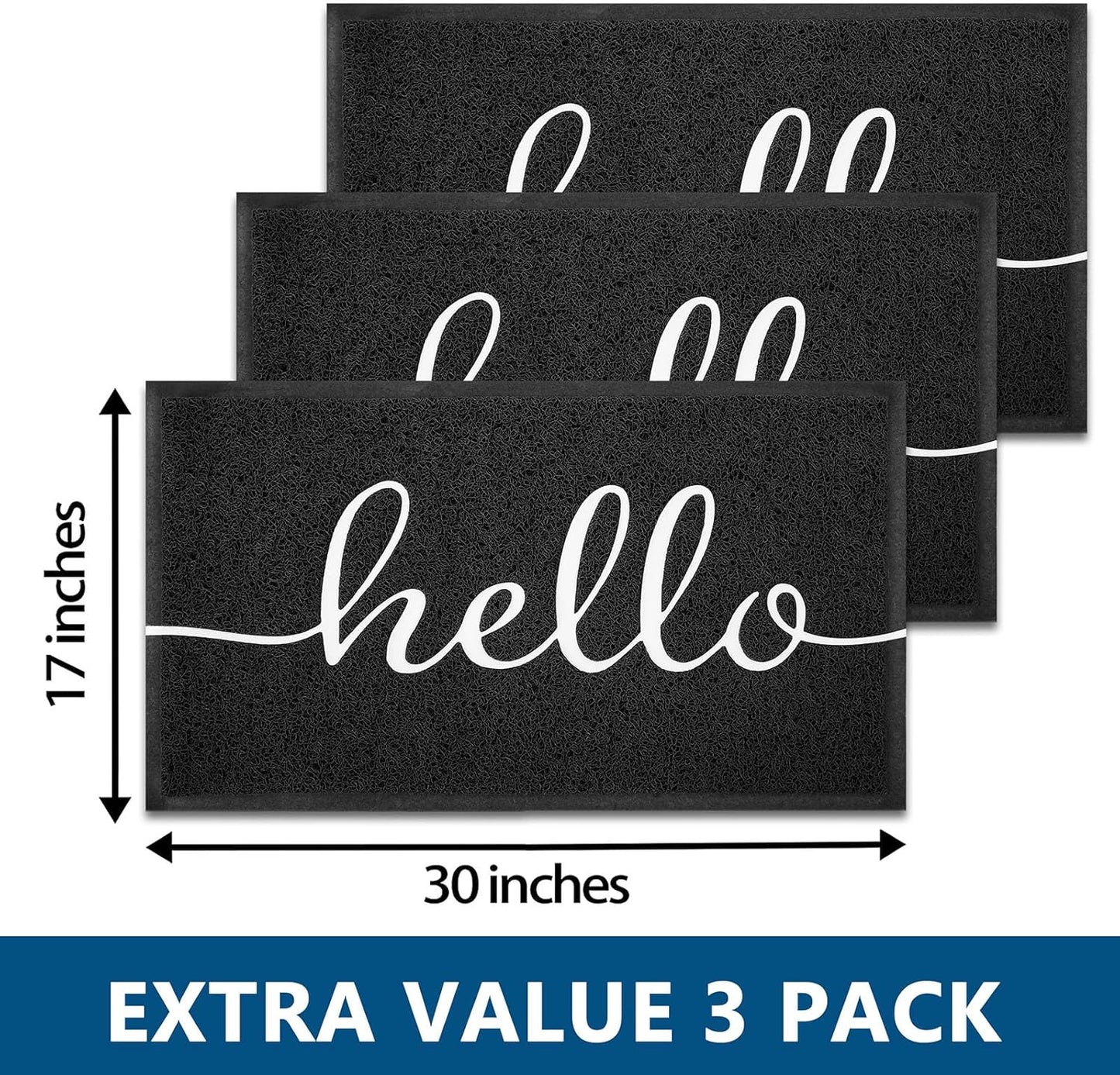 EARTHALL Door Mat Outside Inside Home Doormat, 30"x17.5", Durable Floor Mat Non Slip Mat Ultra Absorb Mud Easy Clean Front Doormat for Garage, Entryway, Patio, High Traffic Areas, Black
