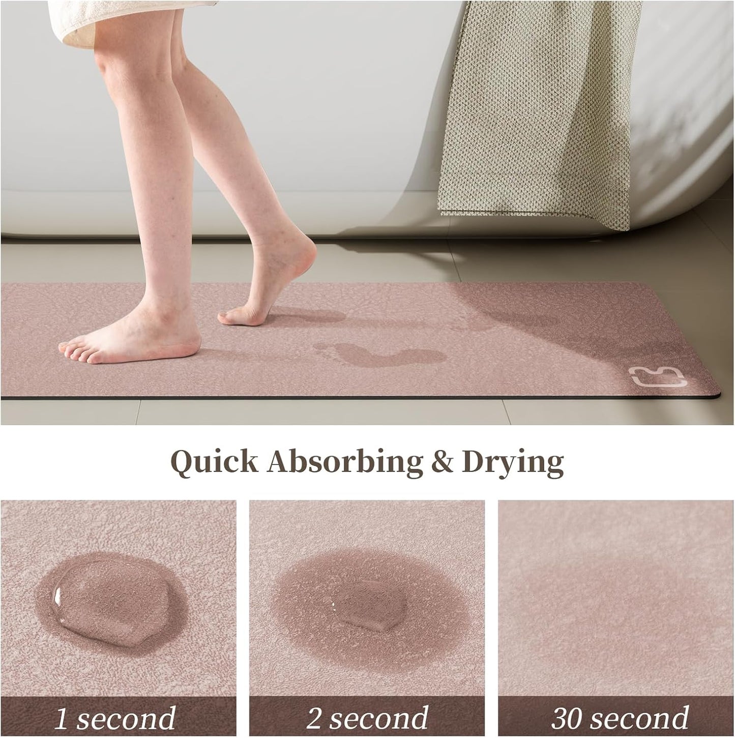 Diatomaceous Earth Bath Mat Rugs Super Absorbent Diatomite Stone Bath Mat Non Slip Quick Dry Thin Bathroom Mat Fit Under Door, Floor Rugs in Front of Bathtub, Shower Room, Sink,15.7"x23.6", Grey