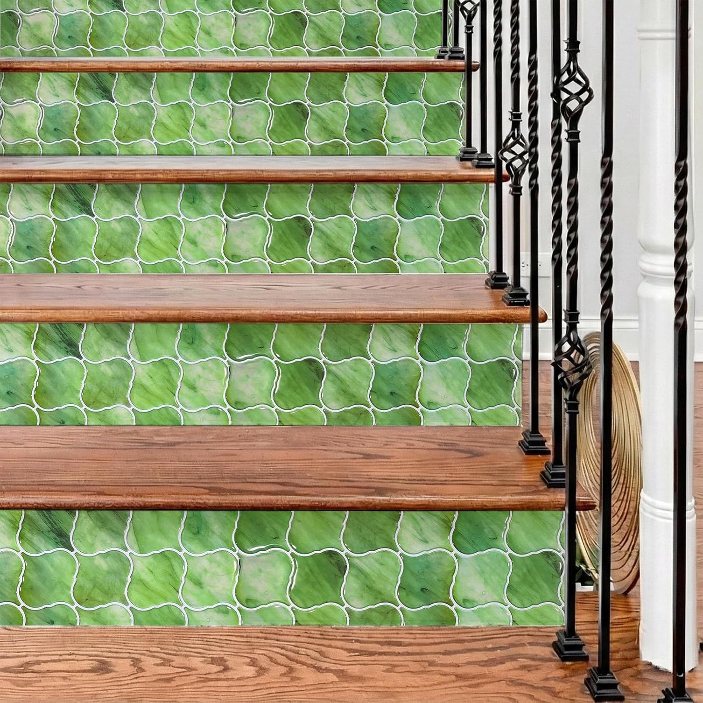 5 Sheets Peel and Stick Backsplash, Self Adhesive Wall Tiles, 3D Adhesive Tile Backsplash, 12"x12"Premium Self Adhesive Wall Tiles Peel and Stickfor Kitchen, Bathroom, RV(Spring Moss)