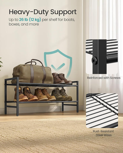 SONGMICS Metal Shoe Rack, Free Standing Shoe Organizer for Entryway Closet Garage Small Spaces, Heavy-Duty Slim Steel Storage Shelf, 8-Tier, Fits 16-24 Pairs, Bronze ULMR028A01
