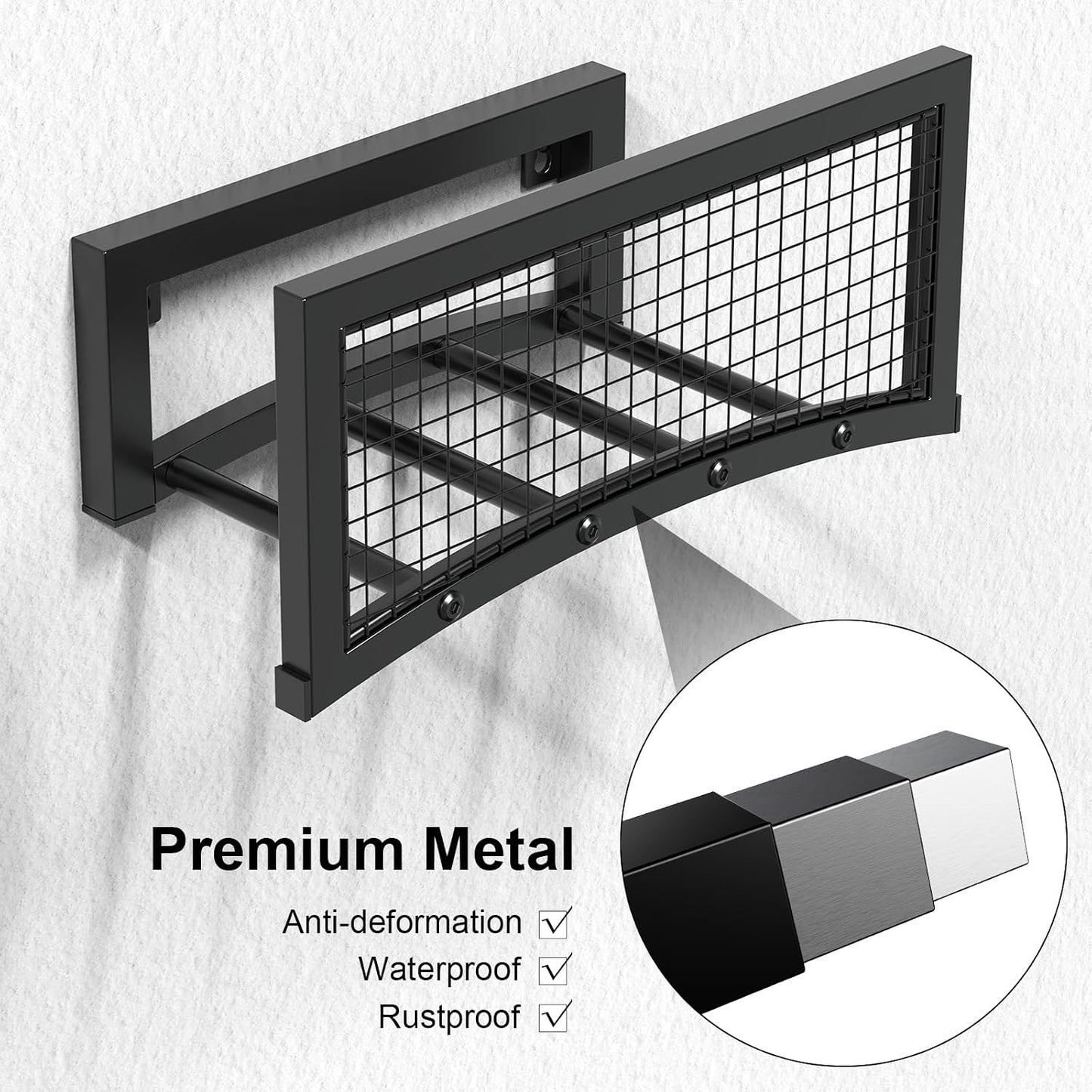 Garden Hose Holder Wall Mount, Heavy Duty Metal Water Hose Rack for Outside, Holds Up to 150FT, Storage Organizer, Easy Install, Black
