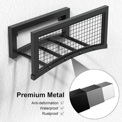 Garden Hose Holder Wall Mount, Heavy Duty Metal Water Hose Rack for Outside, Holds Up to 150FT, Storage Organizer, Easy Install, Black