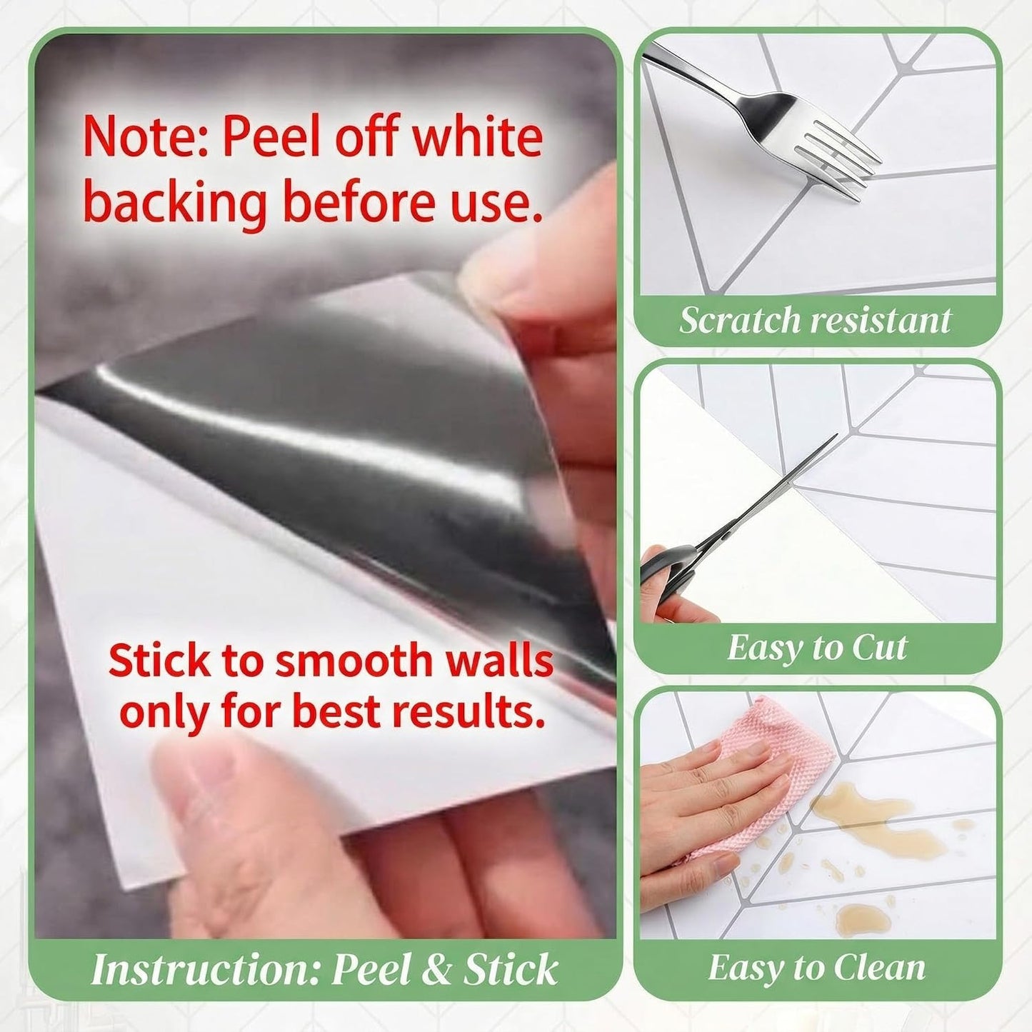 Nuanchu 10 Sheets White Herringbone Peel and Stick Backsplash 11.4 x 9 Inch 3D Stick on Wall Tiles, Self Adhesive, Waterproof & Easy to Clean for Kitchen Bathroom Rental Wall Tile