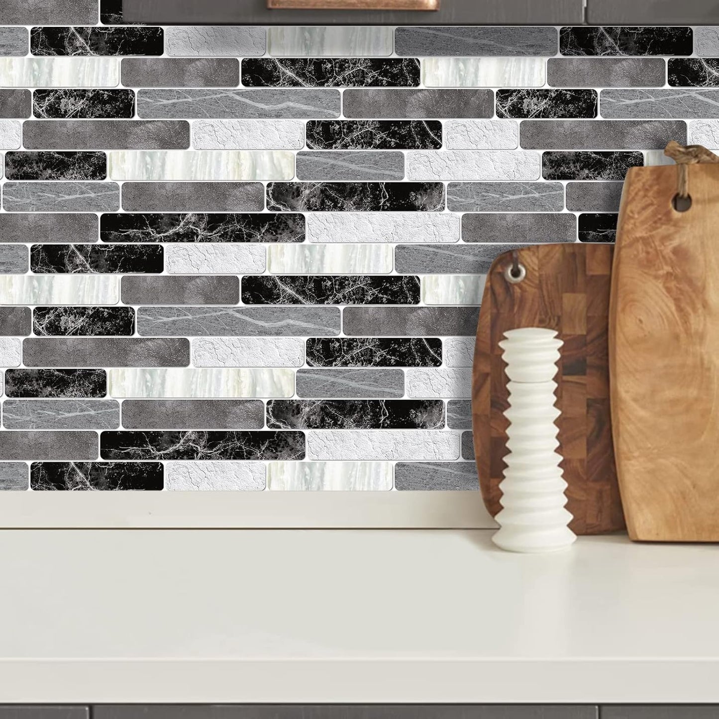 WENMER Kitchen Peel and Stick Backsplash Wallpaper, Waterproof Bathroom Wall Paper, Self Adhesive Removable Wallpaper for Kitchen Backsplash, Tile Contact Paper for Countertop, 17.7"x 118"