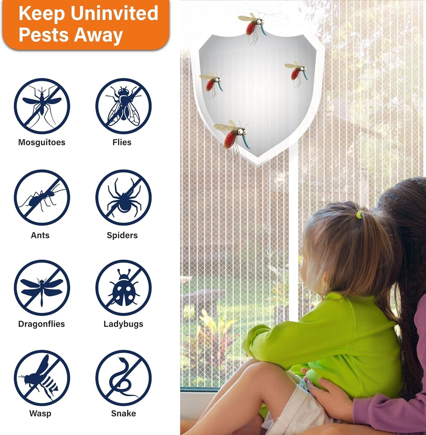 Mesh Screen with Magnetic Closure-Keeps Bugs Out Let Breeze in, Heavy Duty - Pet and Kid Friendly, Works with Front, Sliding Doors (38 x 82 Inch)