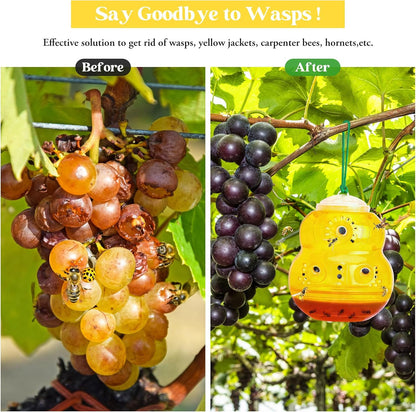 2 Pack Wasp Traps Outdoor Hanging Carpenter Bee Traps for Outside Yellow Jacket Trap Wasp Killers Bee Catcher Hornet Trap for Outdoor Farm Garden (Yellow)