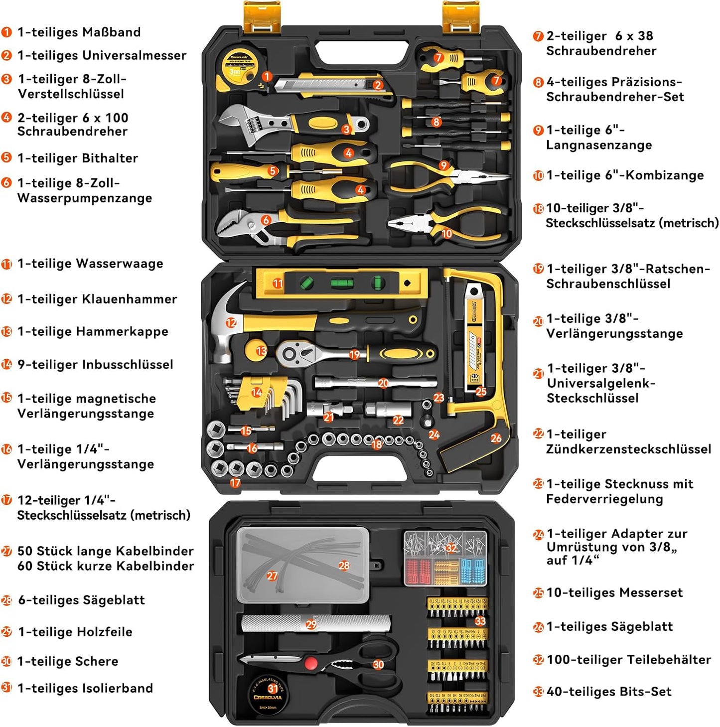 328 Piece Tool Kit for Home,Hand Repair Tool Set,Toolbox Storage Case with Drawer,General Household/Auto Tool Kit,Perfect for Homeowner, DIY, Handyman