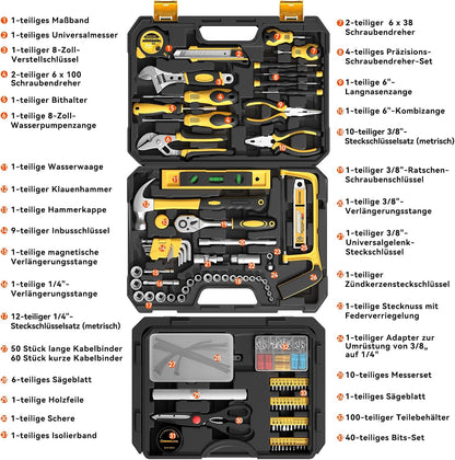 328 Piece Tool Kit for Home,Hand Repair Tool Set,Toolbox Storage Case with Drawer,General Household/Auto Tool Kit,Perfect for Homeowner, DIY, Handyman