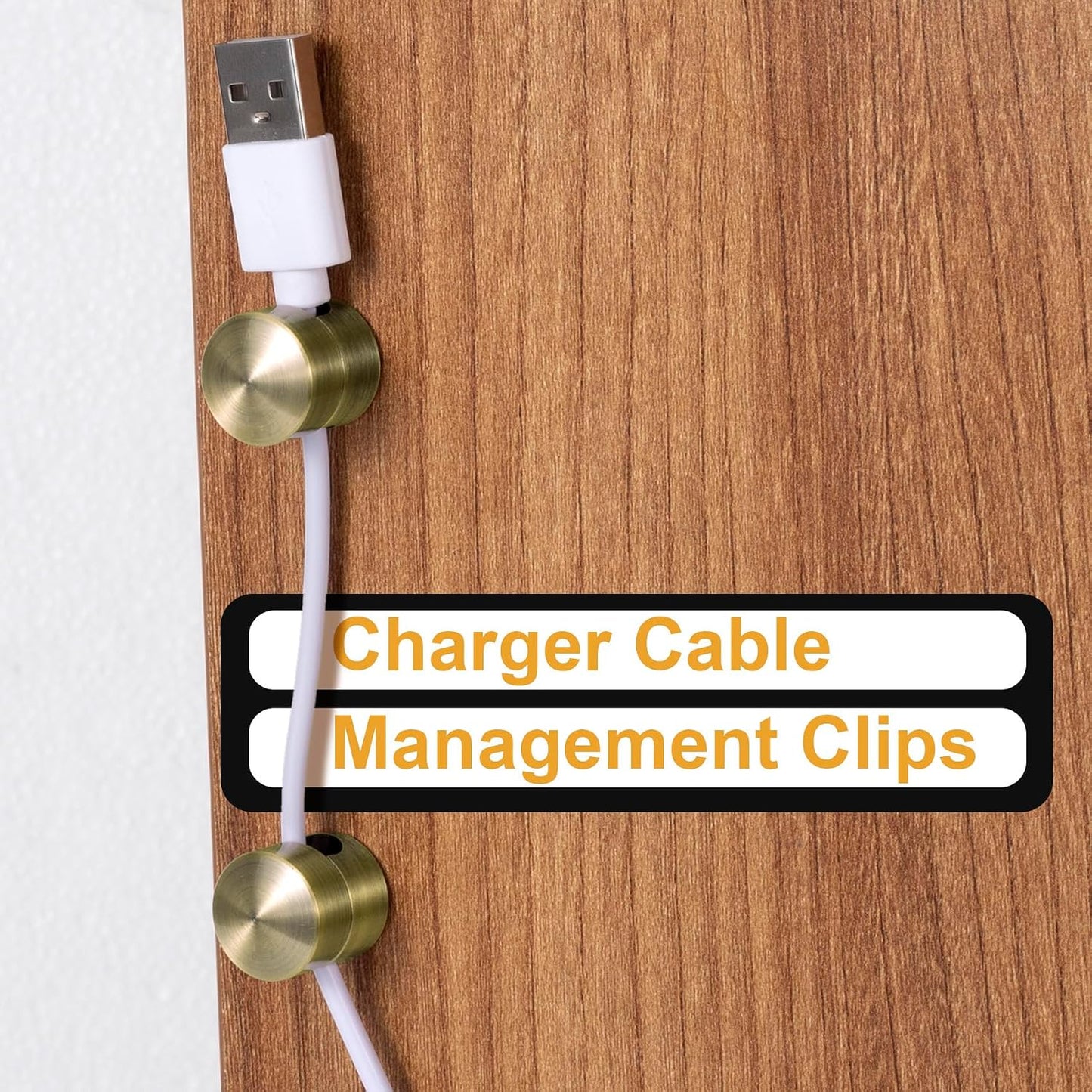3pcs Cable Anchors for Desk, Adhesive Metal Cord Organizers, Adjustable 2-in-1 Cord Clips Charger Cable Management for Nightstand Office Home Desktop Wall- Gold & Copper & Black