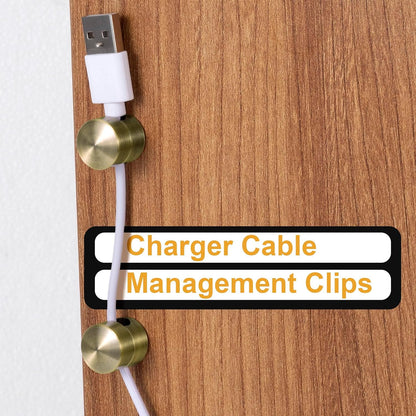 3pcs Cable Anchors for Desk, Adhesive Metal Cord Organizers, Adjustable 2-in-1 Cord Clips Charger Cable Management for Nightstand Office Home Desktop Wall- Gold & Copper & Black
