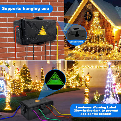 Hrensaw Large Outdoor Electrical Box(12.5x8.5x5inch),IP54 Waterproof Outdoor Outlet Covers,Weatherproof Extension Cord Covers Protect Outlet,Plug,Timer,Power Strip,Holiday Light,Green