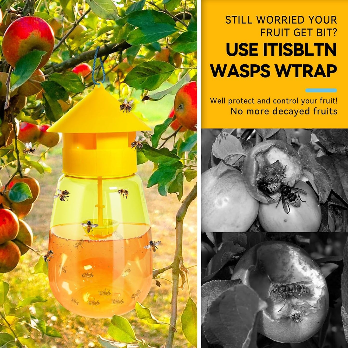 2 Packs Wasp Trap – Extra Large Yellow Jacket Trap Reusable Outdoor Hanging Ground Bee Wasps Killer Traps for Outside Garden, Patio, Backyard, Camping