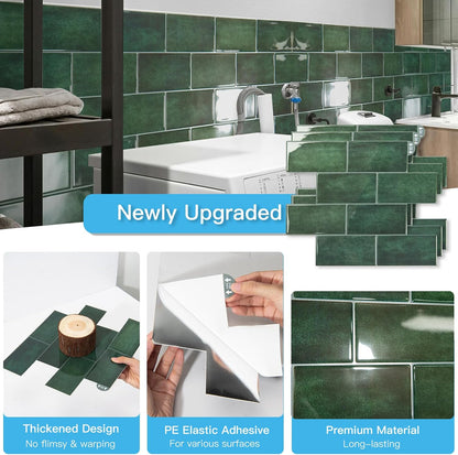 Art3d Peel and Stick Backsplash, 10-Pack Thickened Stick on Subway Tiles, Faux Ceramic Tiles for Kitchen, Bathroom, Black