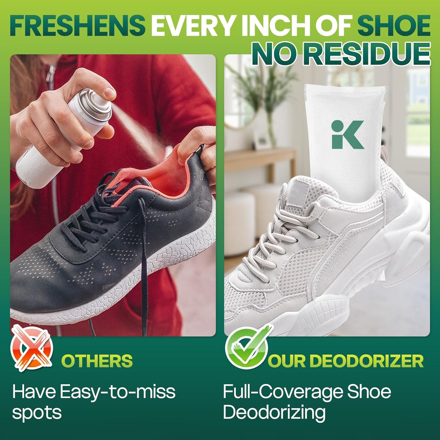 Unscented Shoe Odor Elimination, Powerful Shoe Odor Eliminator for Sneaker, Boot, Soccer Cleat, Reusable Shoe Smell Remover, Air Odor Absorber, Freshens Shoes, Gym Bag, Closet at Sourse (2-Pack)