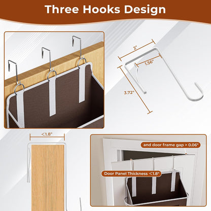 2 Pack 5 Tier Over The Door Organizer - Large Capacity Behind Door Hanging Shelves with 10 Mesh Pockets and Clear Windows, Closet Organizers and Storage for Bathroom, Bedroom, Nursery, Grey