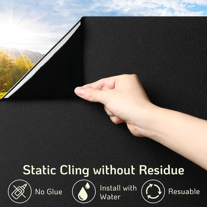 LUTE Window Privacy Film, Frosted Glass Window Film for Bathroom, Static Cling Removable Heat Control Glass Coverings, Non Adhesive Opaque Door Sticker for Home Office (Pure, 17.5" x 78.7")