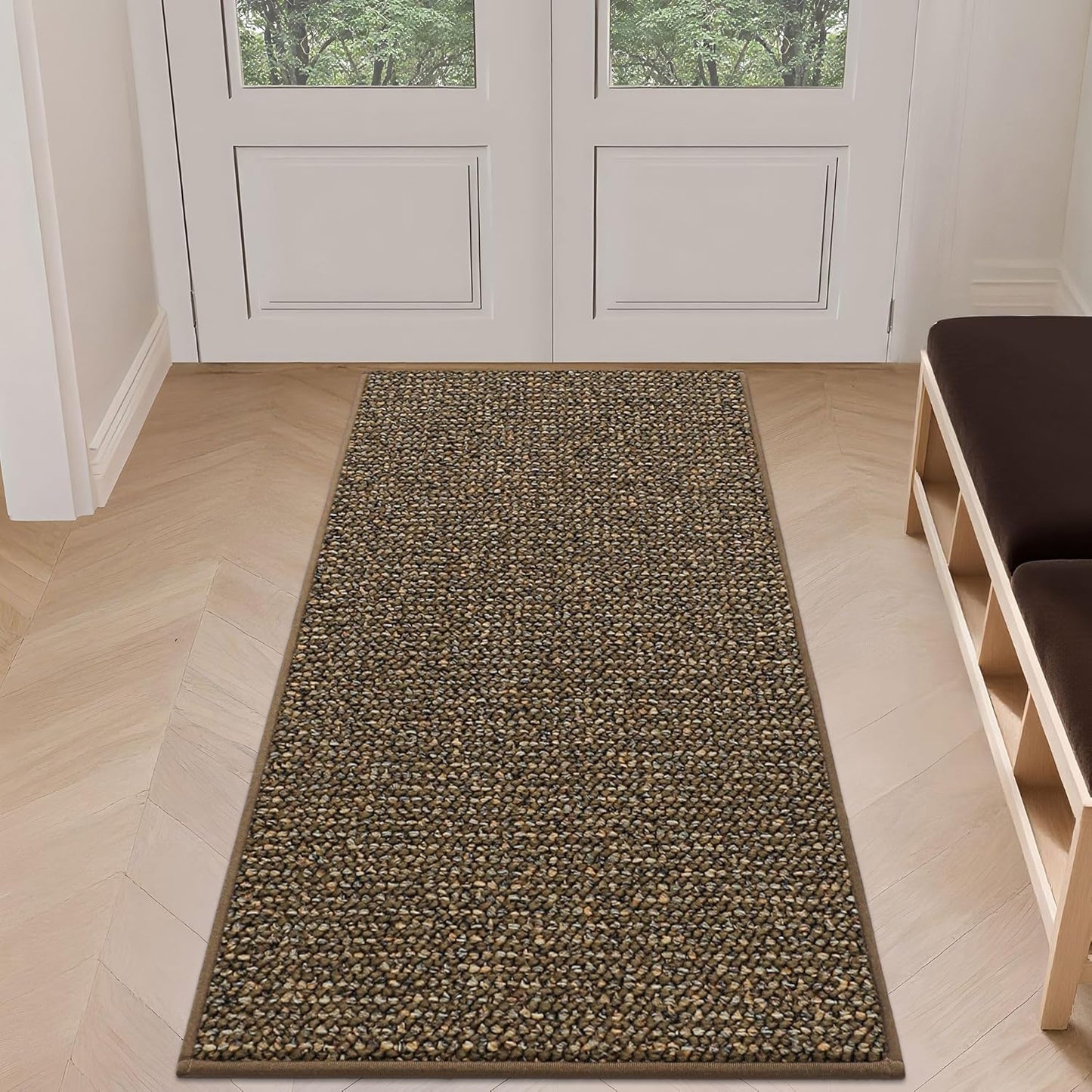 BEQHAUSE Dirt Trapper Door Mat 20" x 32", Non-Slip Washable Doormats Entrance Mat, Dirt Resistant and Absorbent Welcome Mat, Low Profile Floor Mats for Front Back Door and Entryway, Beige