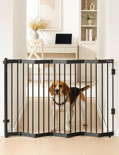 No Pawblems Retractable Safety Gate, Metal Adjustable Dog Gate for Doorways, Stairs & Hallways, Expands to 38" Wide, Auto Retract Design, No Bottom Bar, Black