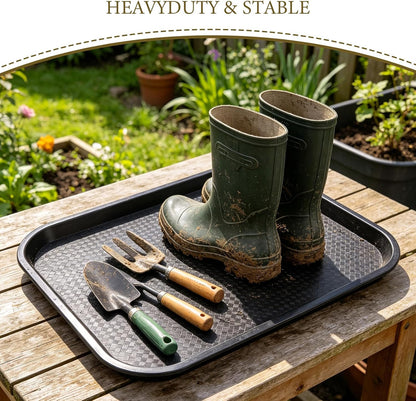Boot Tray Shoe Mat for Entryway - Waterproof Drip Tray, Rectangular Plastic Plant Saucer for Indoor Outdoor Cowboy Wet Boots Storage Organizer