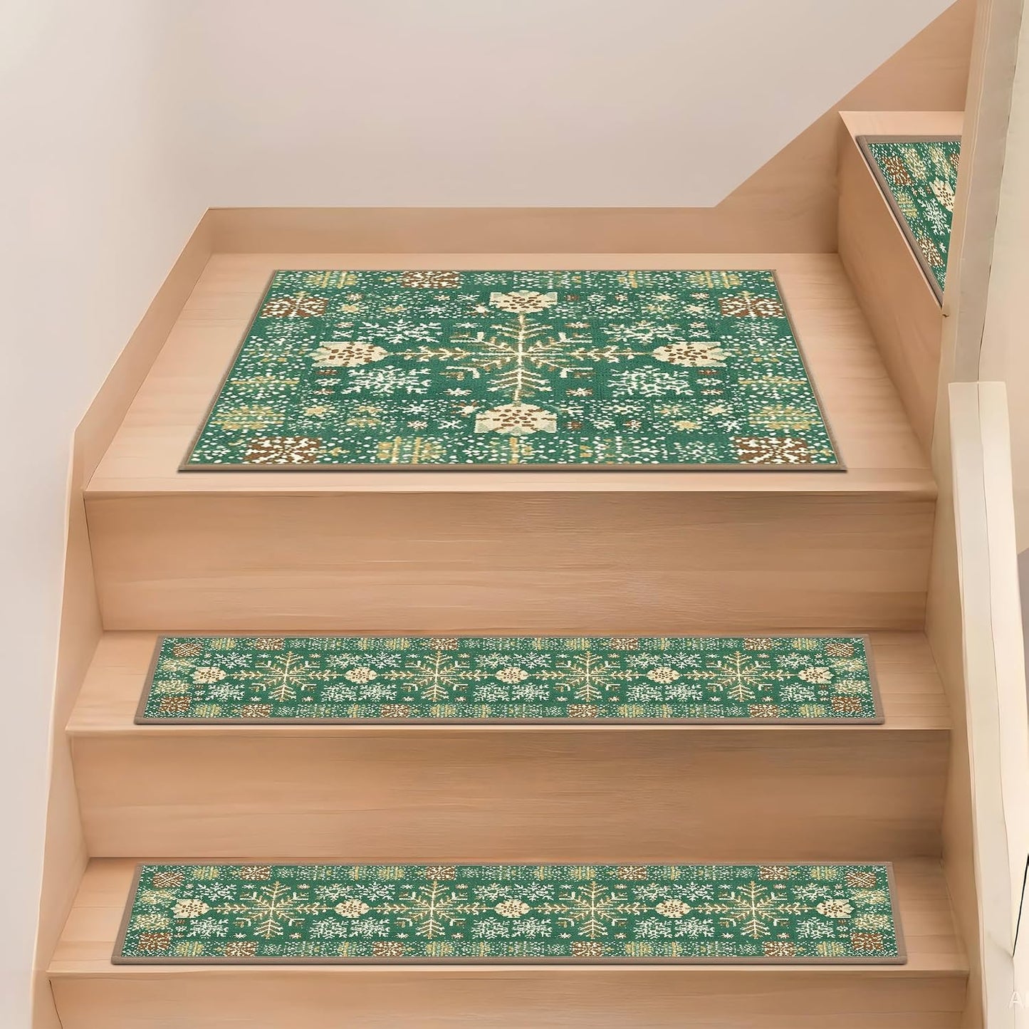 Non Slip Stair Treads for Wooden Steps, 15 Pack 8"x30" Washable Carpet | 8x30 in soft chenille polyester stair treads with reusable TPE backing for indoor wood stairs, dogs, kids, and seniors