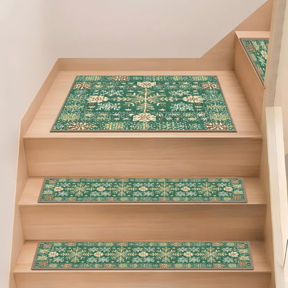 Non Slip Stair Treads for Wooden Steps, 15 Pack 8"x30" Washable Carpet | 8x30 in soft chenille polyester stair treads with reusable TPE backing for indoor wood stairs, dogs, kids, and seniors