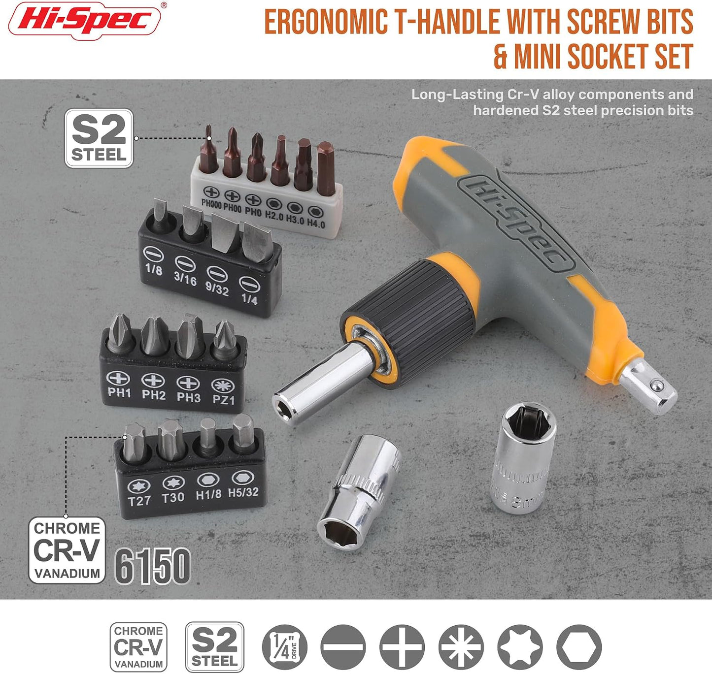 Hi-Spec Tool Kit Yellow 20pc. Small Tool Kit for Home DIY & Office Repairs. Compact and Lightweight Essential Tools in a Portable Book-Sized case.