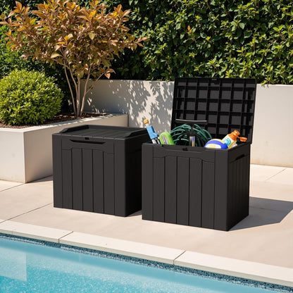 Greesum 31 Gallon Resin Deck Box All Weather Outdoor Storage Boxes for Patio Furniture Set,Outdoor Toys,Garden Tools,Black