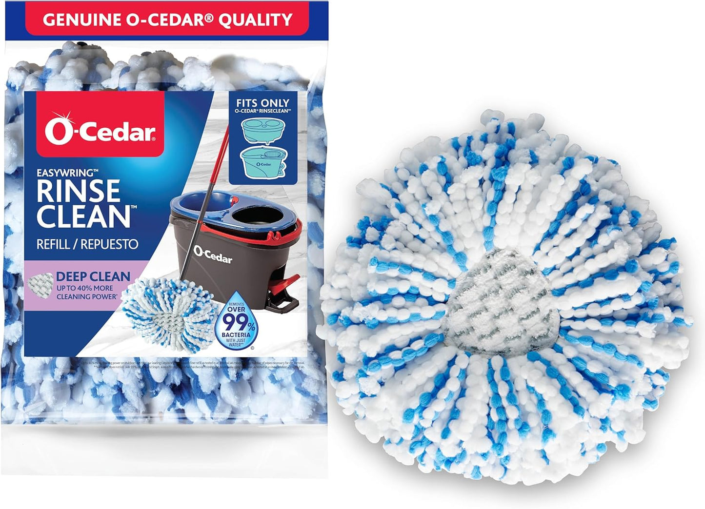 O-Cedar EasyWring RinseClean Spin Mop Microfiber Refill, 1-Pack, Blue