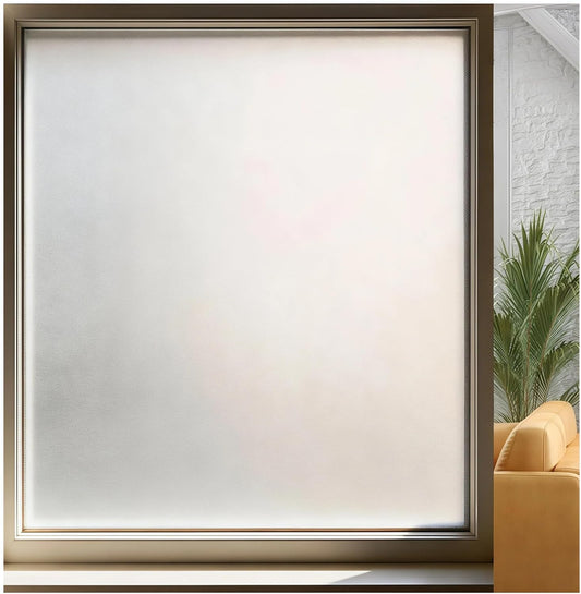 Frosted Privacy Window Film - Two-Way Blur Effect, Maximum Light Transmission, Static Cling No Glue, Easy Cut for Bathroom, Bedroom, Shower Room, Glass Doors (Frosted White, 17.5"x 78.7")